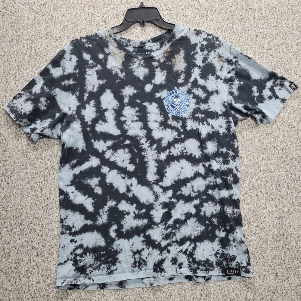 Sullen Art Collective Mens XL Tie Dye Skull Graphic T-Shirt Black Blue Premium